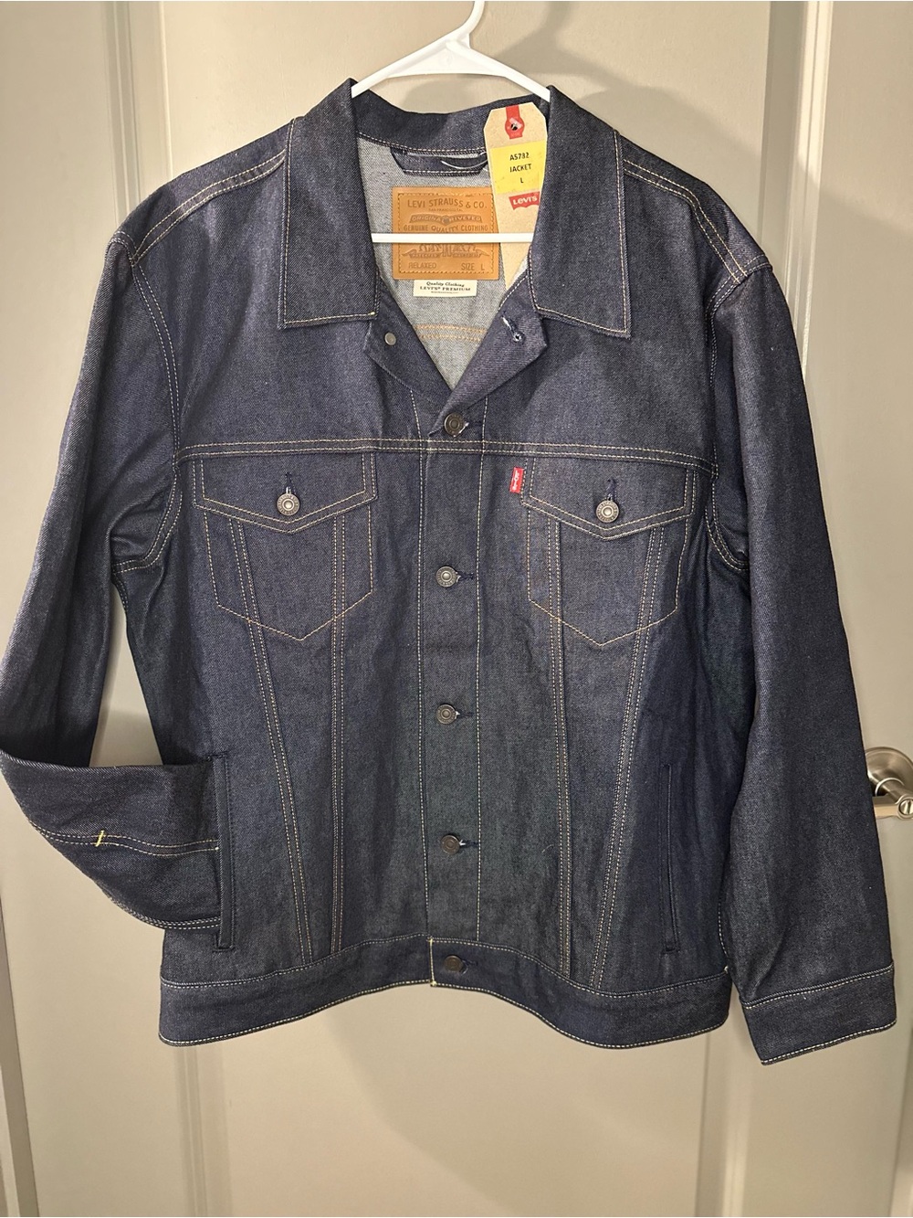 Levi's Dark Blue Denim Jacket with Contrast Stitching